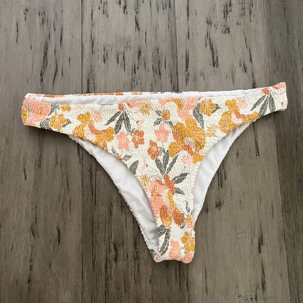 Roxy Floral Bikini Bottom - Orange and Pink Size Medium